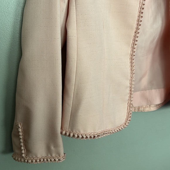 Adolph Schuman for Lilli Ann light pink open silk suit blazer with braided trim - Picture 4 of 10
